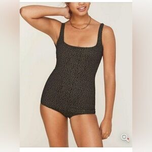 New! Andie Swim X Demi Moore The Marseilles One Piece Swimsuit Black Gold Size S